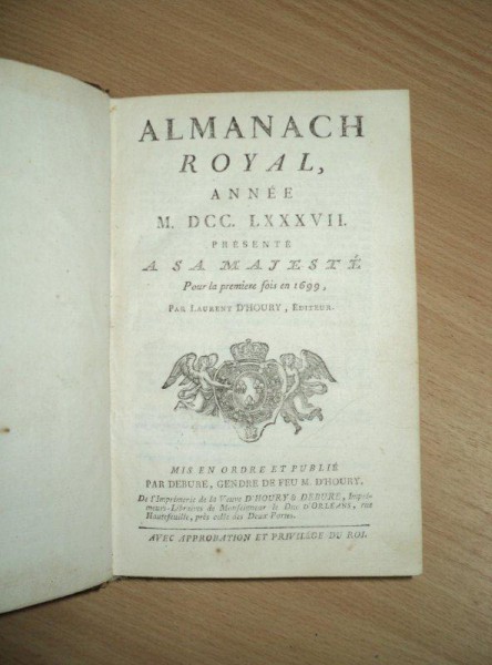 ALMANACH ROYAL ,  1787