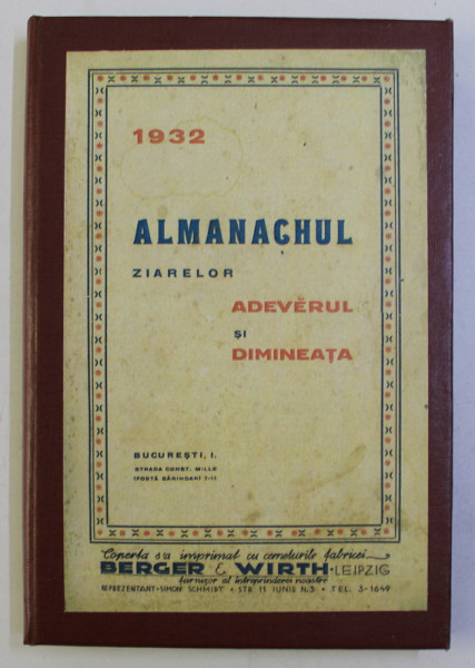 ALMANACHUL ZIARELOR ADEVERUL SI DIMINEATA , 1932