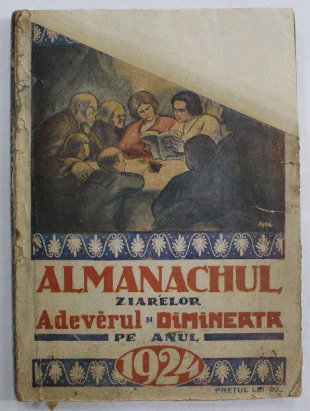 ALMANACHUL ZIARELOR ADEVERUL SI DIMINEATA PE ANUL 1924 , COPERTE REFACUTE