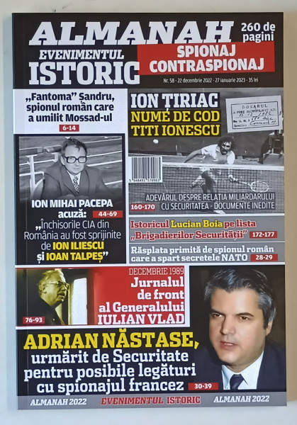 ALMANAH EVENIMENTUL ISTORIC , NR. 58, 22 DECEMBRIE 2022  -27 IANUARIE 2023