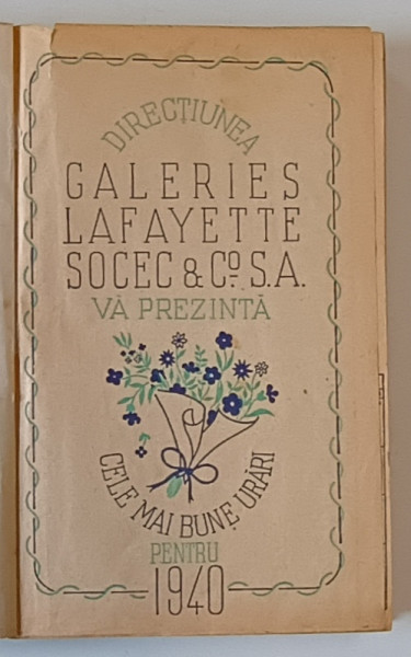 ALMANAH GALERIES LAFAYETTE SOCEC ET COMP . S.A . PE ANUL 1940 , COTOR REFACUT