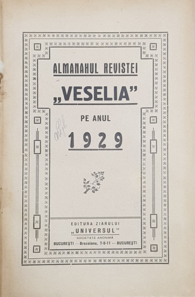 ALMANAHUL REVISTEI  ' VESELIA  '  PE ANUL 1929