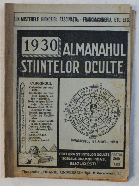 ALMANAHUL STIINTELOR OCULTE , 1930