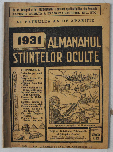 ALMANAHUL STIINTELOR OCULTE , 1931
