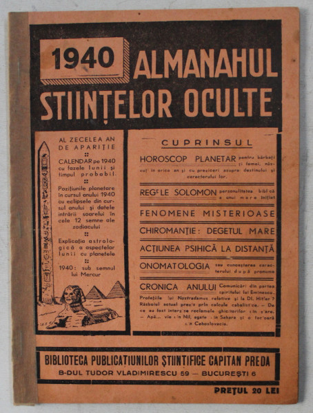 ALMANAHUL STIINTELOR OCULTE 1940