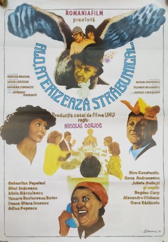 '' ALO , ATERIZEAZA STRABUNICA ! .., AFISUL FILMULUI , GRAFICA de IAKOB DESIDERIU , 1981