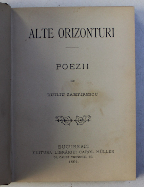 ALTE ORIZONTURI  - poezii de DUILIU ZAMFIRESCU , 1894