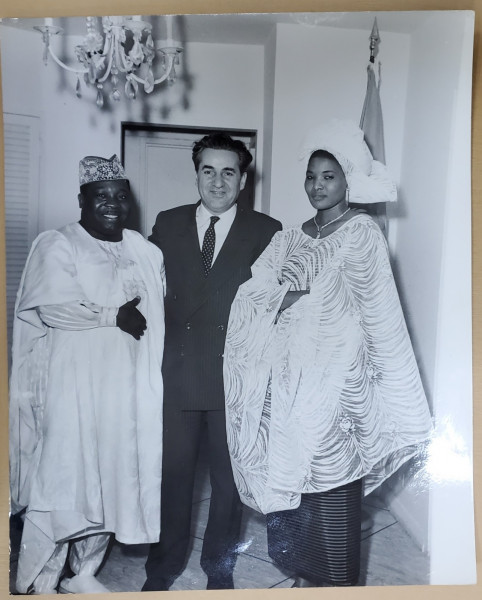 AMBASADORUL MIHAIL HASEGANU LA O INTALNIRE CU AMBASADORUL SIERA LEONE , SEDIUL O.N.U. , NEW YORK , FOTOGRAFIE  , 1962