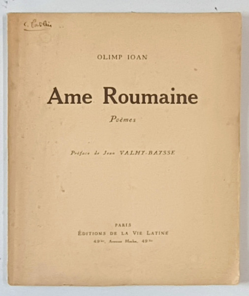 AME ROUMAINE , POEMES par OLIMP  IOAN , 1928