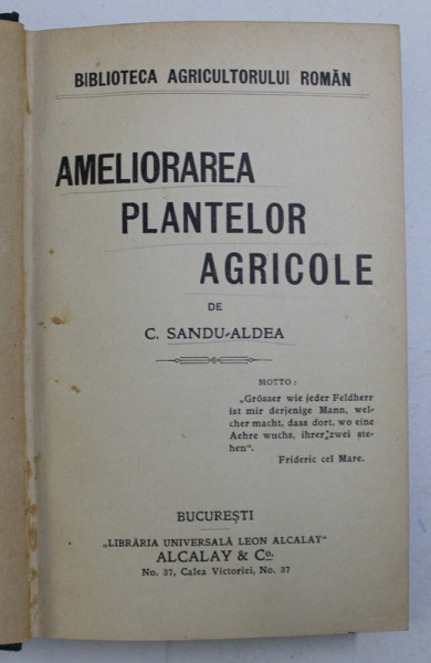 AMELIORAREA PLANTELOR AGRICOLE de C. SANDU ALDEA