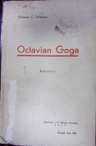 AMINTIRI de OCTAVIAN GOGA , 1939