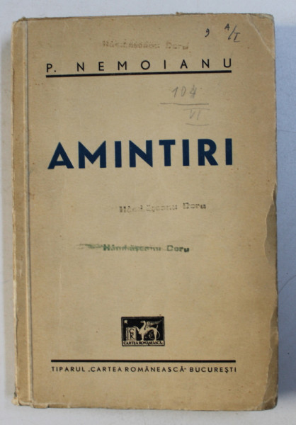 AMINTIRI de P . NEMOIANU , 1939