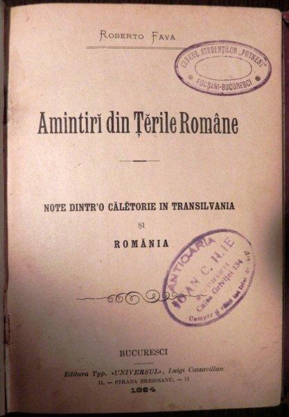 AMINTIRI DIN TARILE ROMANE - ROBERTO FAVA