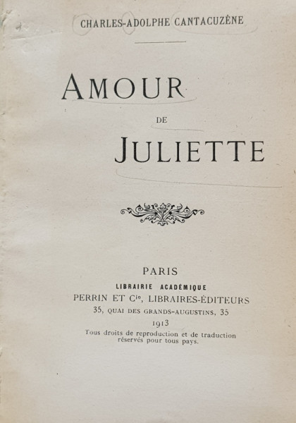 Amour de Juliette de Charles Adolphe Cantacuzene - Paris, 1913