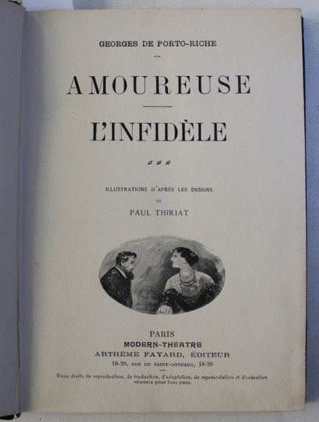 AMOUREUSE - L ' INFIDELE par GEORGES DE PORTO  - RICHE / LES AVENTURES D ' ARTHUR GORDON PYM DE NANTUCKET par EDGAR POE / NOUVEAUX CONTES ETRANGERS par EDGAR POE , EDITIE INTERBELICA , COLEGAT DE TREI CARTI *