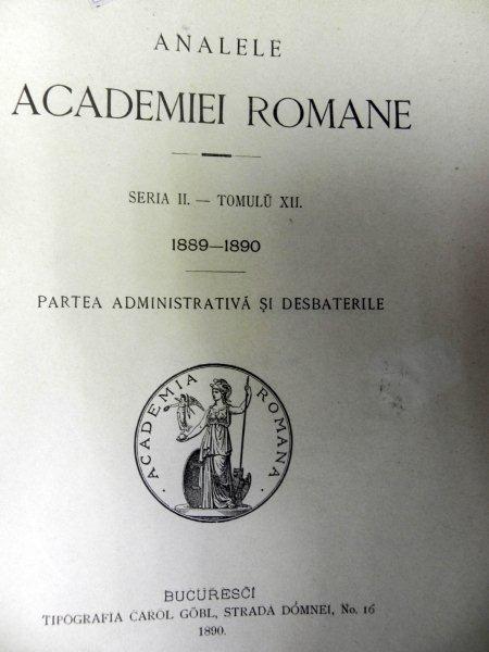 ANALELE ACADEMIEI ROMANE  TOM XII  MEMORIILE SECTIUNII LITERARE 