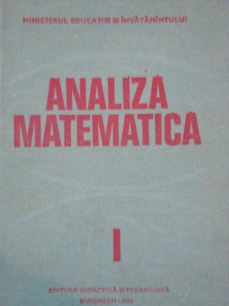 ANALIZA MATEMATICA , VOL.I , 1980