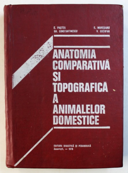 ANATOMIA COMPARATIVA SI TOPOGRAFICA A ANIMALELOR DOMESTICE de E . PASTEA ...V. COTOFAN , 1978