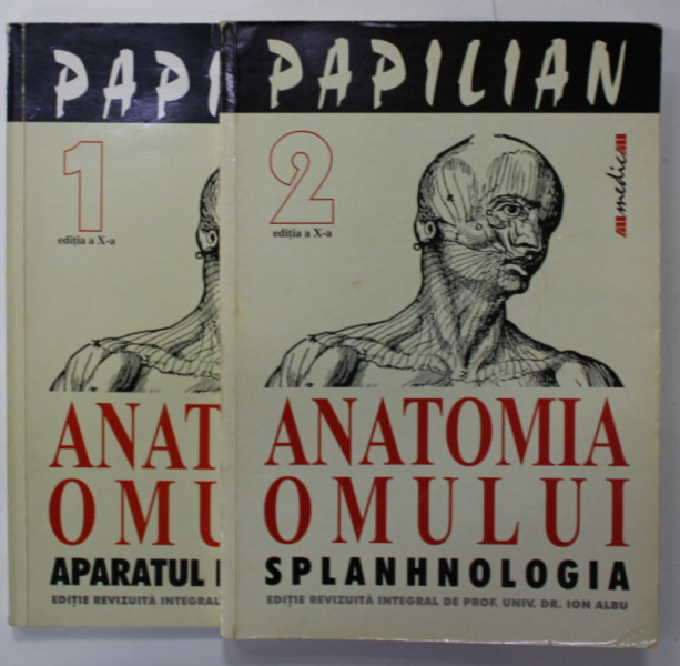 ANATOMIA OMULUI de VICTOR PAPILIAN , VOLUMELE 1 - 2 , APARUTE 2001, PREZINTA SUBLINIERI CU MARKERUL *
