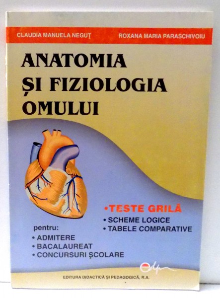 ANATOMIA SI FIZIOLOGIA OMULUI - TESTE GRILA - SCHEME LOGICE- TABELE COMPARATIVE PENTRU ADMITERE, BACALAUREAT, CONCURSURI SCOLARE de CLAUDIA MANUELA NEGUT si ROXANA MARIA PARASCHIVOIU , 2004