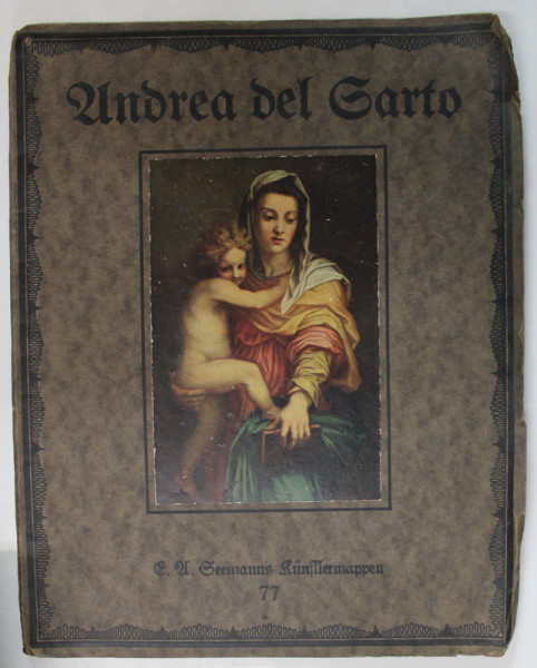 ANDREA DEL SARTO , ACHT FARBIGE NACHBILDUNGEN ( ANDREA DEL SARTO , 8 REPRODUCERI COLOR ) von HANS BOLLMER , TEXT IN GERMANA CU CARACTERE GOTICE , ANIII '30 , PREZINTA HALOURI DE APA
