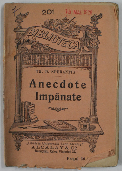 ANECDOTE IMPANATE de TH. D. SPERANTIA , 1929
