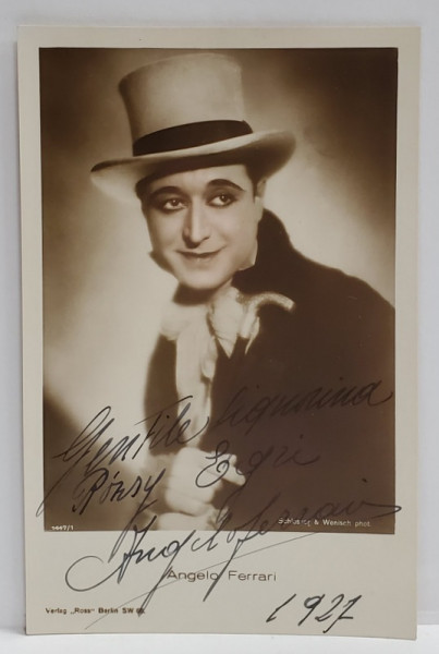 ANGELO FERRARI ( 1897 - 1945 ) , ACTOR ITALIAN , FOTOGRAFIE CU DEDICATIE , PERIOADA INTERBELICA