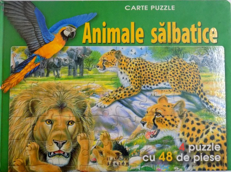 ANIMALE SALBATICE, CARTE PUZZLE, 4 PUZZLE CU 48 DE PIESE