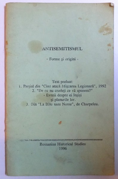 ANTISEMITISMUL  - FORME SI ORIGINI , 1996
