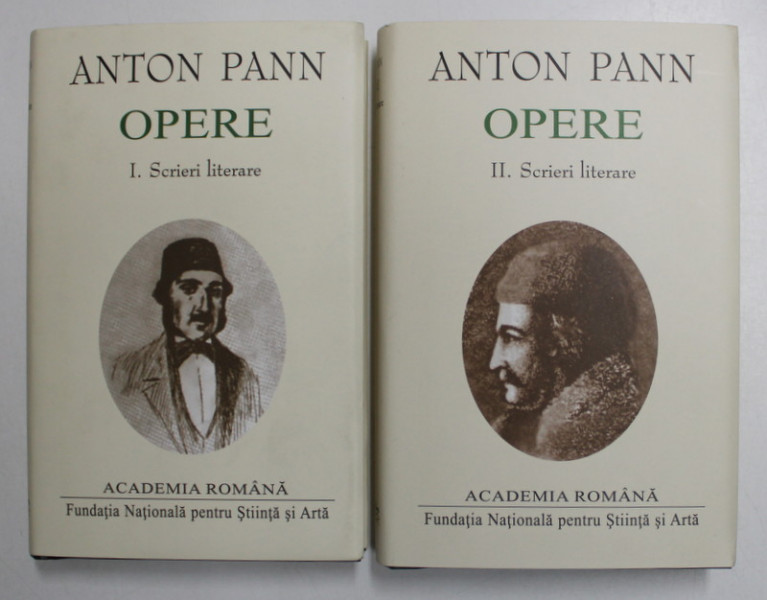 ANTON PANN - OPERE , VOLUMELE I - II - SCRIERI LITERARE , 2020, EDITIE DE LUX , LEGATURA PIELE , HARTIE DE BIBLIE *