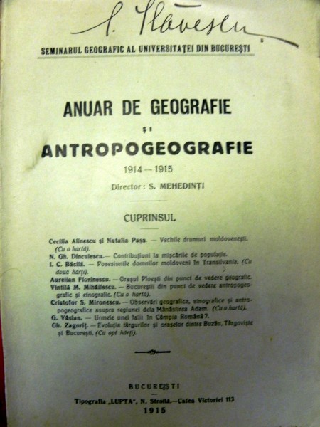 Anuar de geografie si Antropogeografie  1914- 1915