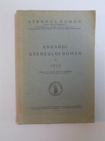ANUARUL ATENEULUI ROMAN PE 1934
