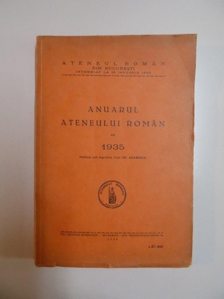 ANUARUL ATENEULUI ROMAN PE 1935