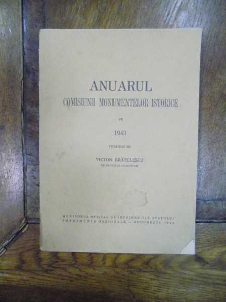 Anuarul Comisiunii Monumentelor Istorice pe 1943