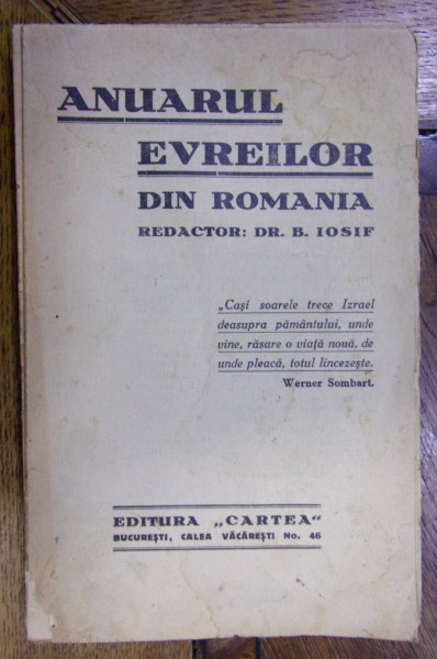ANUARUL EVREILOR DIN ROMANIA (1937)