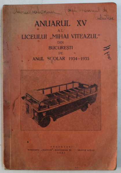 ANUARUL XV AL LICEULUI MIHAI VITEAZUL DIN BUCURESTI PE ANUL SCOLAR 1934-1935, 1935