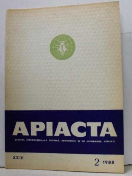 APIACTA , REVISTA INTERNATIONALA TEHNICA , ECONOMICA SI DE INFORMARE APICOLA , NR. 2 , 1988