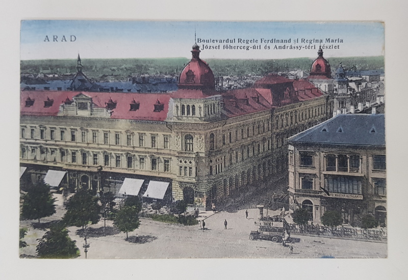 ARAD , BULEVARDELE REGELE FERDINAND SI REGINA MARIA , CARTE POSTALA ILUSTRATA , 1923