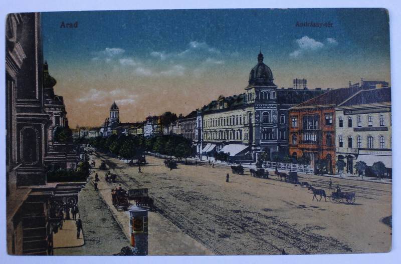 ARAD , BULEVARDUL  ANDRASSY , CARTE POSTALA ILUSTRATA , POLICROMA, NECIRCULATA , PERIOADA INTERBELICA