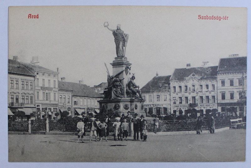 ARAD - VEDERE DIN CENTRU CU COPII VANZATORI DE ZIARE , CARTE POSTALA ILUSTRATA , MONOCROMA, NECIRCULATA , INCEPUT DE SECOL XX