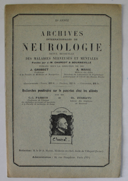 ARCHIVES INTERNATIONALES DE NEUROLOGIE , REVUE MENSUELLE  DES MALADIES NERVEUSES ET MENTALES , MARS , 1914
