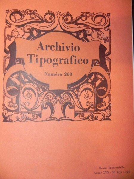 ARCHIVIO TIPOGRAFICO ( ARHIVA TIPOGRAFICA)1926