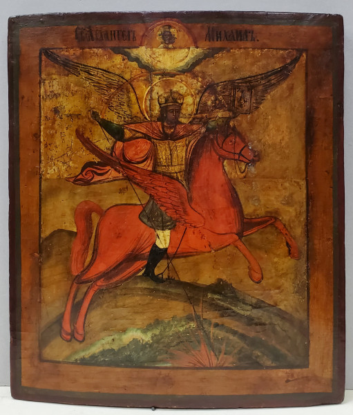 Arhanghelul Mihail, Cavaler al Apocalipsei, Icoana Scoala Rusa, cca. 1850