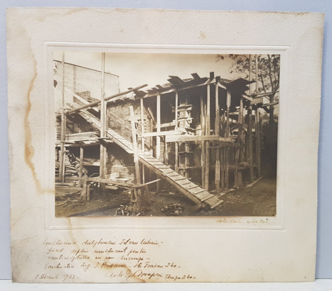 ARHITECT ALEX . PETIT , FOTOGRAFIA IMOBILULUI DIN STRADA TRAIAN 240 , BUCURESTI , SEMNATA OLOGRAF , 1 DECEMBRIE 1933