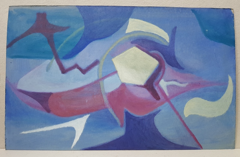 ARHITECT RADU MARIUS OCTAV - COMPOZITIE SUPRAREALISTA PE FOND VIOLET  , PICTURA NESEMNATA