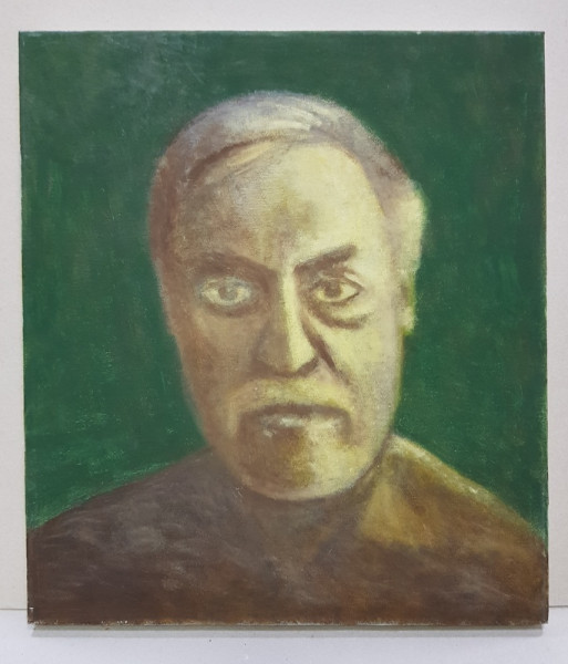 ARHITECT RADU MARIUS OCTAV -  PORTET DE BARBAT PE FOND VERDE , AUTOPORTRET ( ? ) , NESEMNAT