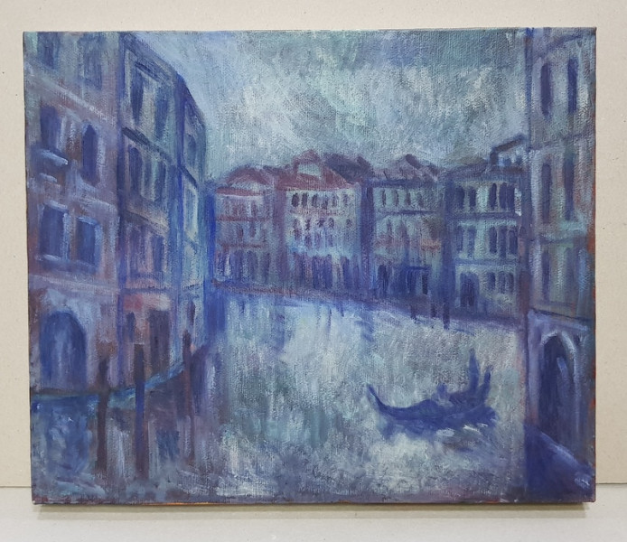 ARHITECT RADU MARIUS OCTAV - VENETIA , CASE PE CANAL SI GONDOLA , PEISAJ NESEMNAT