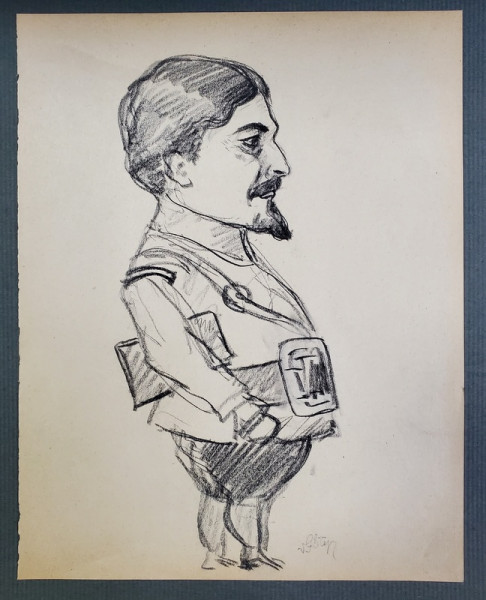 ARHITECT VICTOR G. STEFANESCU ( 1877 - 1950 ) ,  OFITER ROMAN , CARICATURA , PERIOADA INTERBELICA