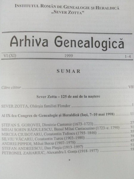 ARHIVA GENEALOGICA  1999