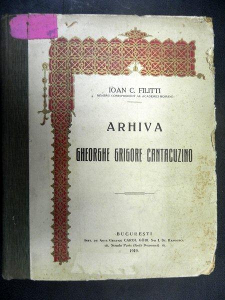 ARHIVA GHEORGHE GRIGORE CANTACUZINO - 1919- IOAN. C. FILITTI